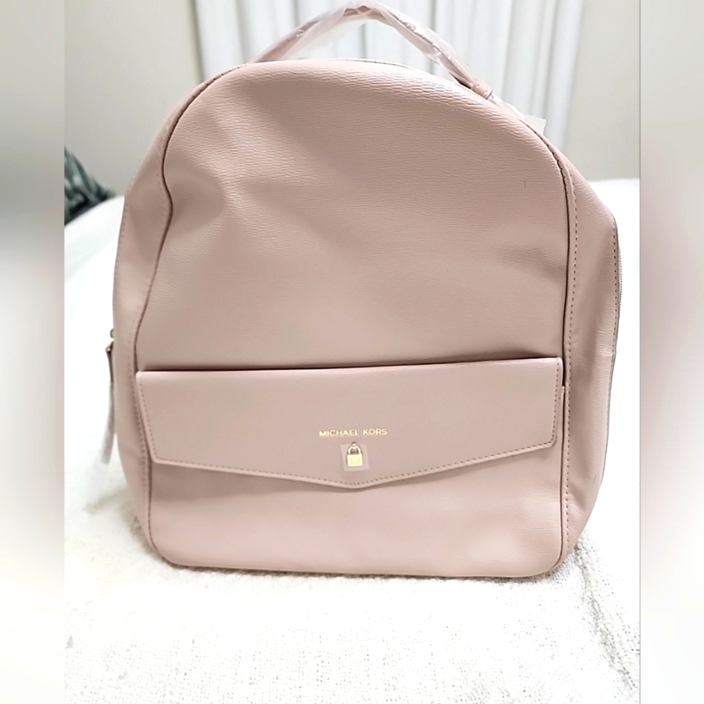 NWT Michael Kors Beauty Promo Blush Medium Faux Leather Backpack